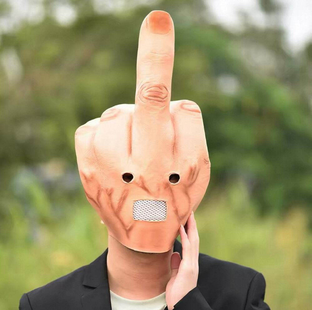 Latex Middle Finger Prank Mask for Halloween Cosplay & Bar Performance
